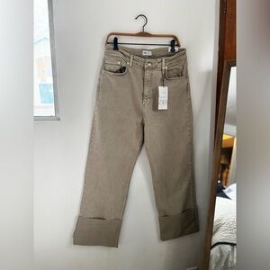 ZARA | BNWT turn up wide leg crop in stone | size 12